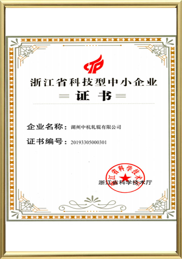 Zhejiangin maakunnan tiede ja teknologia pienten ja keskisuurten yritysten todistus